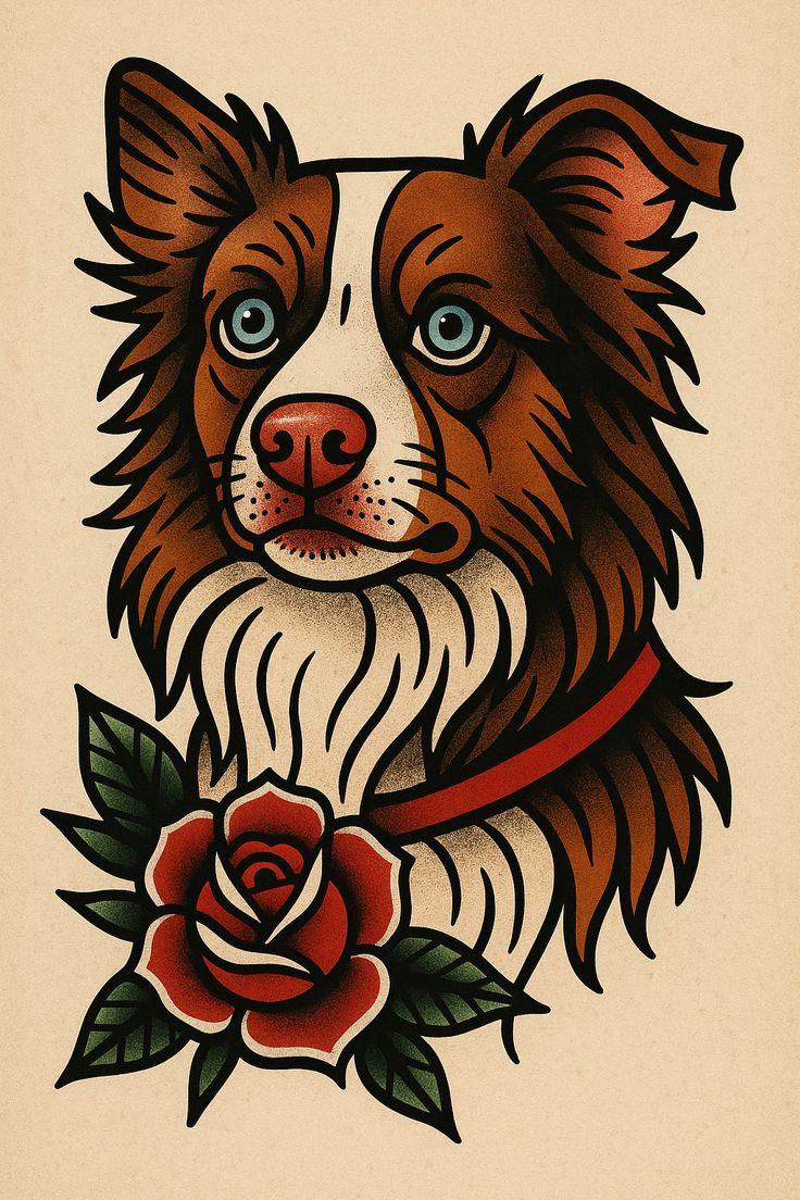 Border Collie & Rose